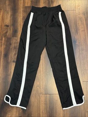Black Track Pants with White Side Stripes Athletic Pants Size 13/14 NWOT